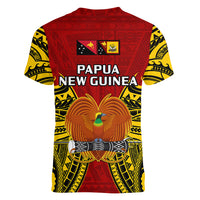 Papua New Guinea Women V Neck T Shirt Western Province Mix Coat Of Arms Polynesian Art LT14 - Polynesian Pride
