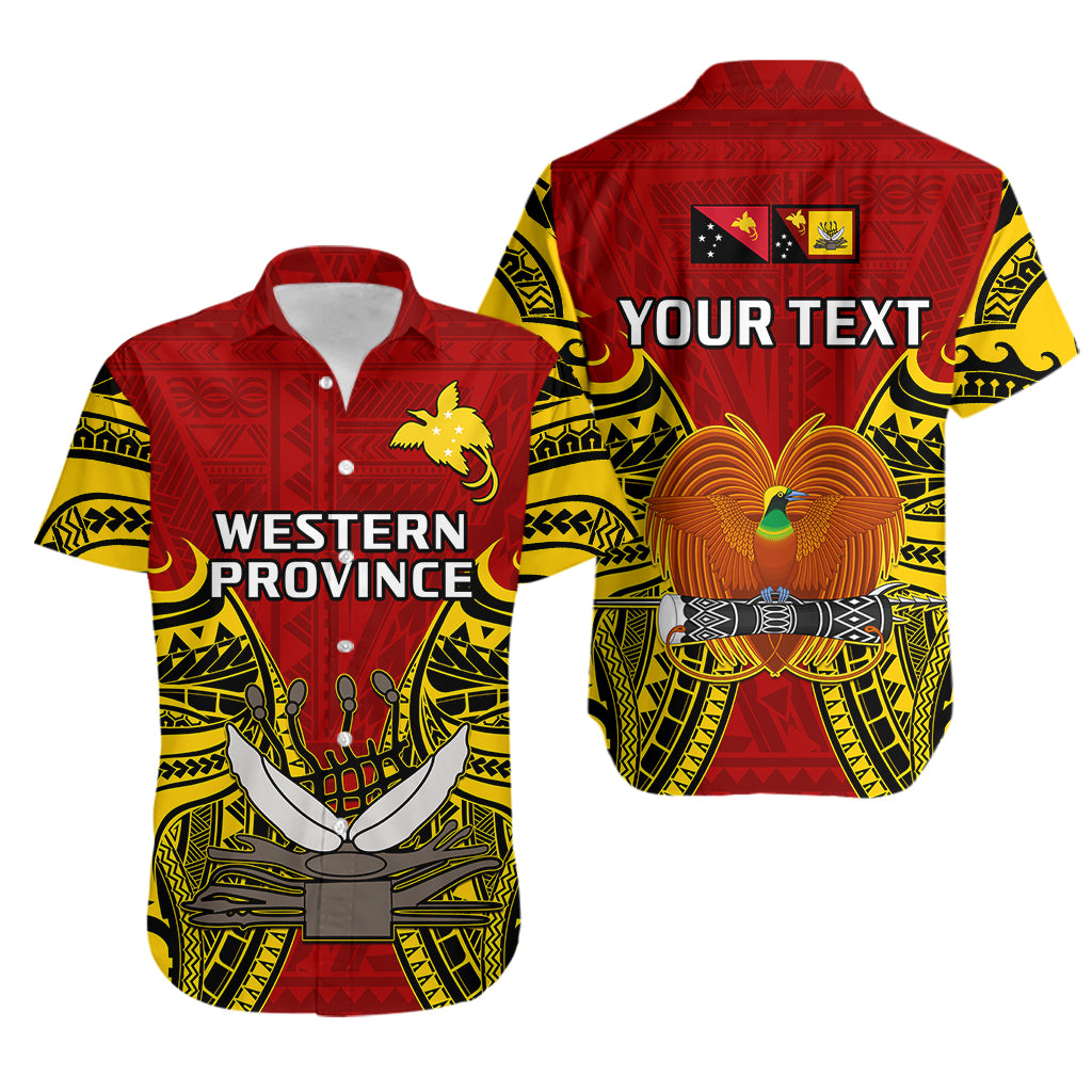 (Custom Personalised) Papua New Guinea Hawaiian Shirt Western Province Mix Coat Of Arms Polynesian Art LT14 Red - Polynesian Pride