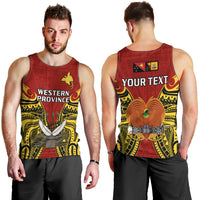 (Custom Personalised) Papua New Guinea Men Tank Top Western Province Mix Coat Of Arms Polynesian Art LT14 - Polynesian Pride