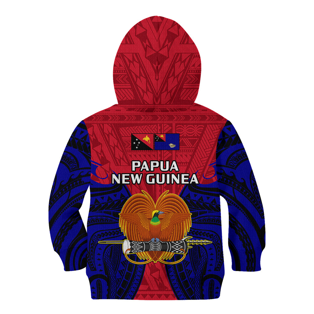 Papua New Guinea Kid Hoodie West New Britain Province Mix Coat Of Arms Polynesian Art LT14 Zip Hoodie Red - Polynesian Pride