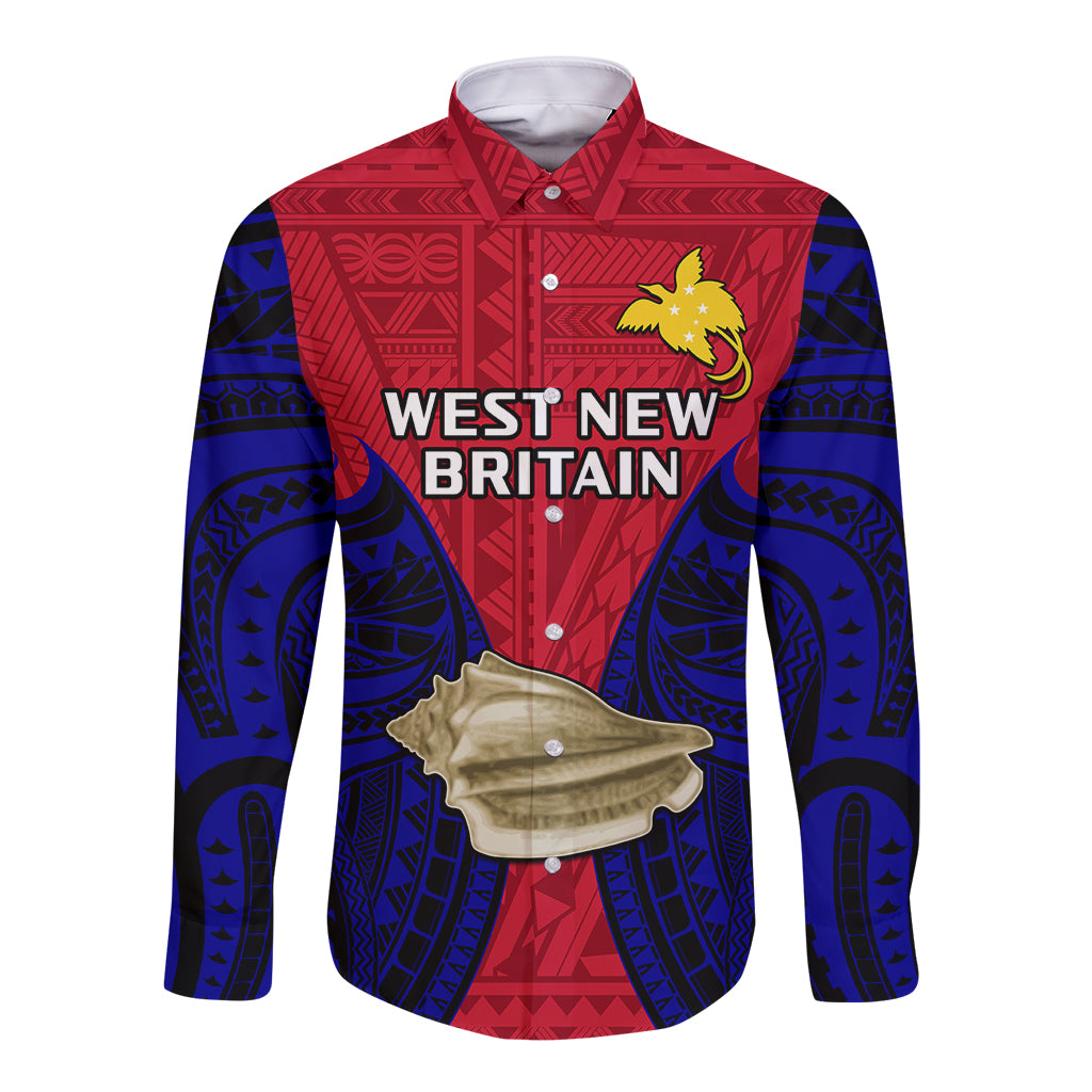 Papua New Guinea Long Sleeve Button Shirt West New Britain Province Mix Coat Of Arms Polynesian Art LT14 Unisex Red - Polynesian Pride