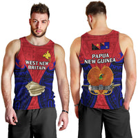 Papua New Guinea Men Tank Top West New Britain Province Mix Coat Of Arms Polynesian Art LT14 - Polynesian Pride