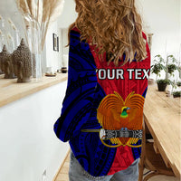 (Custom Personalised) Papua New Guinea Women Casual Shirt West New Britain Province Mix Coat Of Arms Polynesian Art LT14 - Polynesian Pride