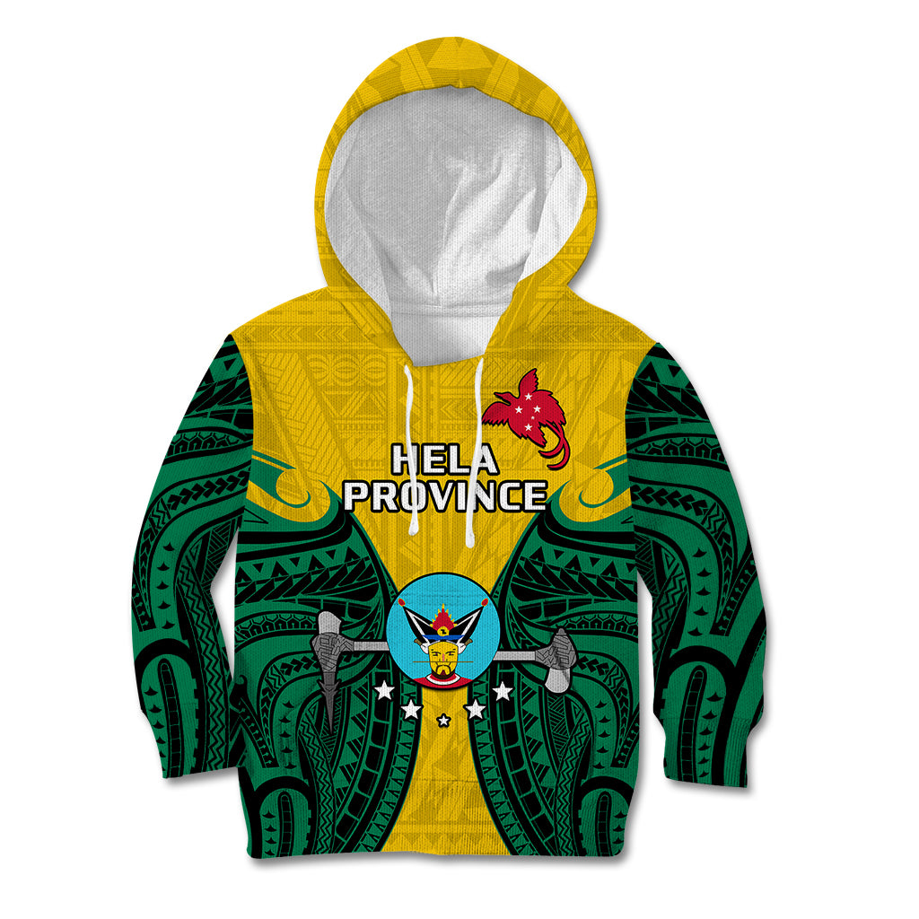 Papua New Guinea Kid Hoodie Hela Province Mix Coat Of Arms Polynesian Art LT14 Hoodie Yellow - Polynesian Pride