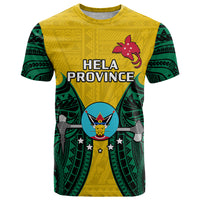 Papua New Guinea T Shirt Hela Province Mix Coat Of Arms Polynesian Art LT14 Yellow - Polynesian Pride