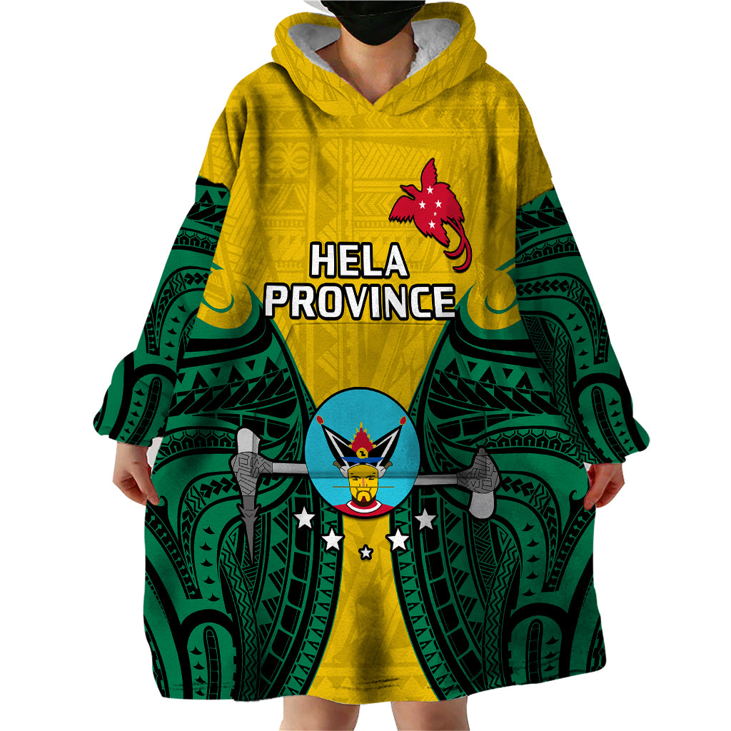 (Custom Personalised) Papua New Guinea Wearable Blanket Hoodie Hela Province Mix Coat Of Arms Polynesian Art LT14 - Polynesian Pride