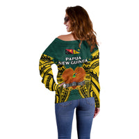 Papua New Guinea Off Shoulder Sweater Jiwaka Province Mix Coat Of Arms Polynesian Art LT14 - Polynesian Pride