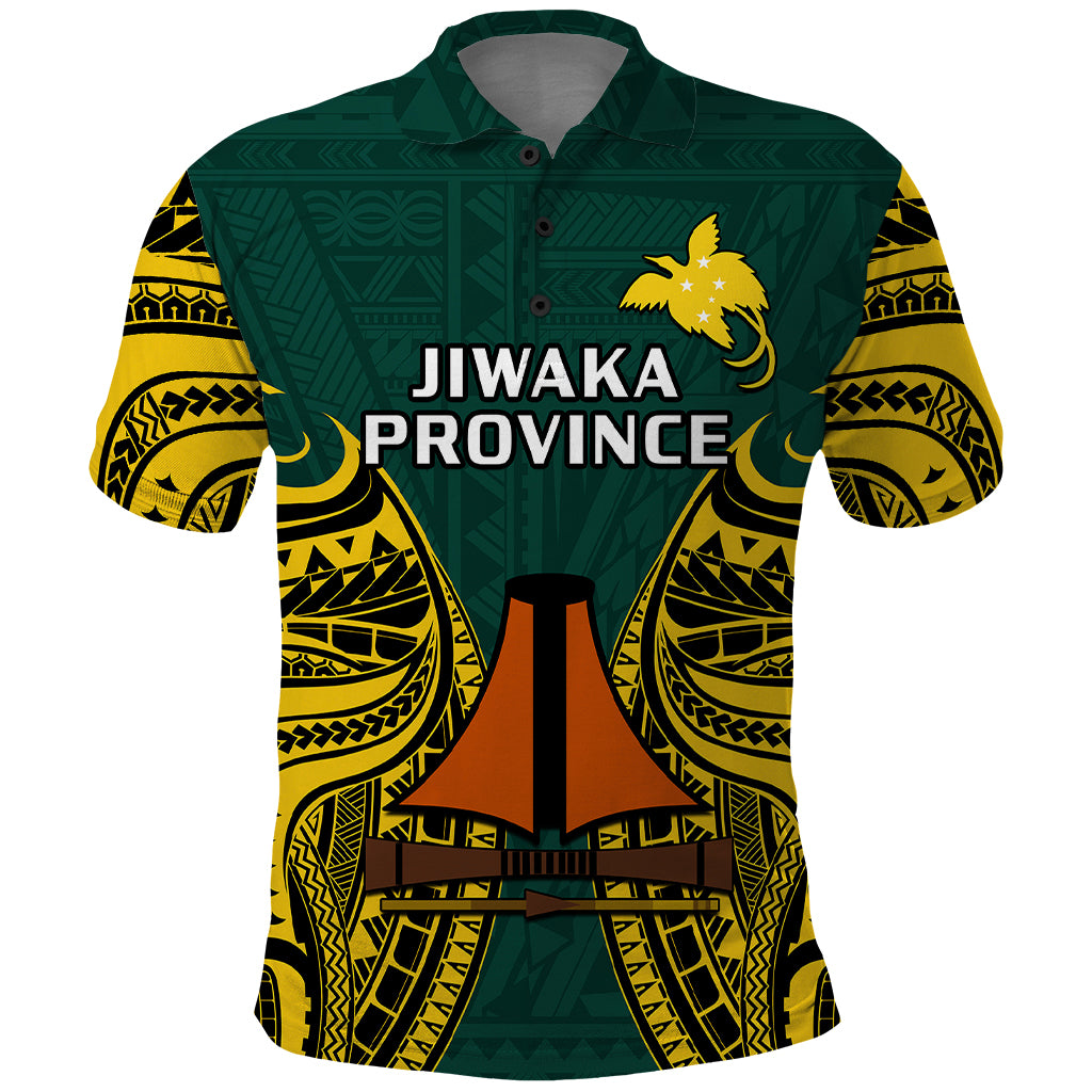 Papua New Guinea Polo Shirt Jiwaka Province Mix Coat Of Arms Polynesian Art LT14 Green - Polynesian Pride