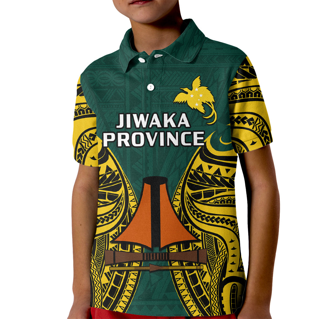 (Custom Personalised) Papua New Guinea Kid Polo Shirt Jiwaka Province Mix Coat Of Arms Polynesian Art LT14 Kid Green - Polynesian Pride