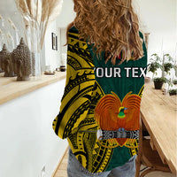 (Custom Personalised) Papua New Guinea Women Casual Shirt Jiwaka Province Mix Coat Of Arms Polynesian Art LT14 - Polynesian Pride