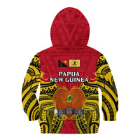 Papua New Guinea Kid Hoodie National Capital District Mix Coat Of Arms Polynesian Art LT14 Zip Hoodie Red - Polynesian Pride