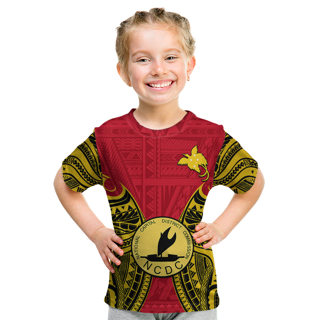Papua New Guinea Kid T Shirt National Capital District Mix Coat Of Arms Polynesian Art LT14 - Polynesian Pride