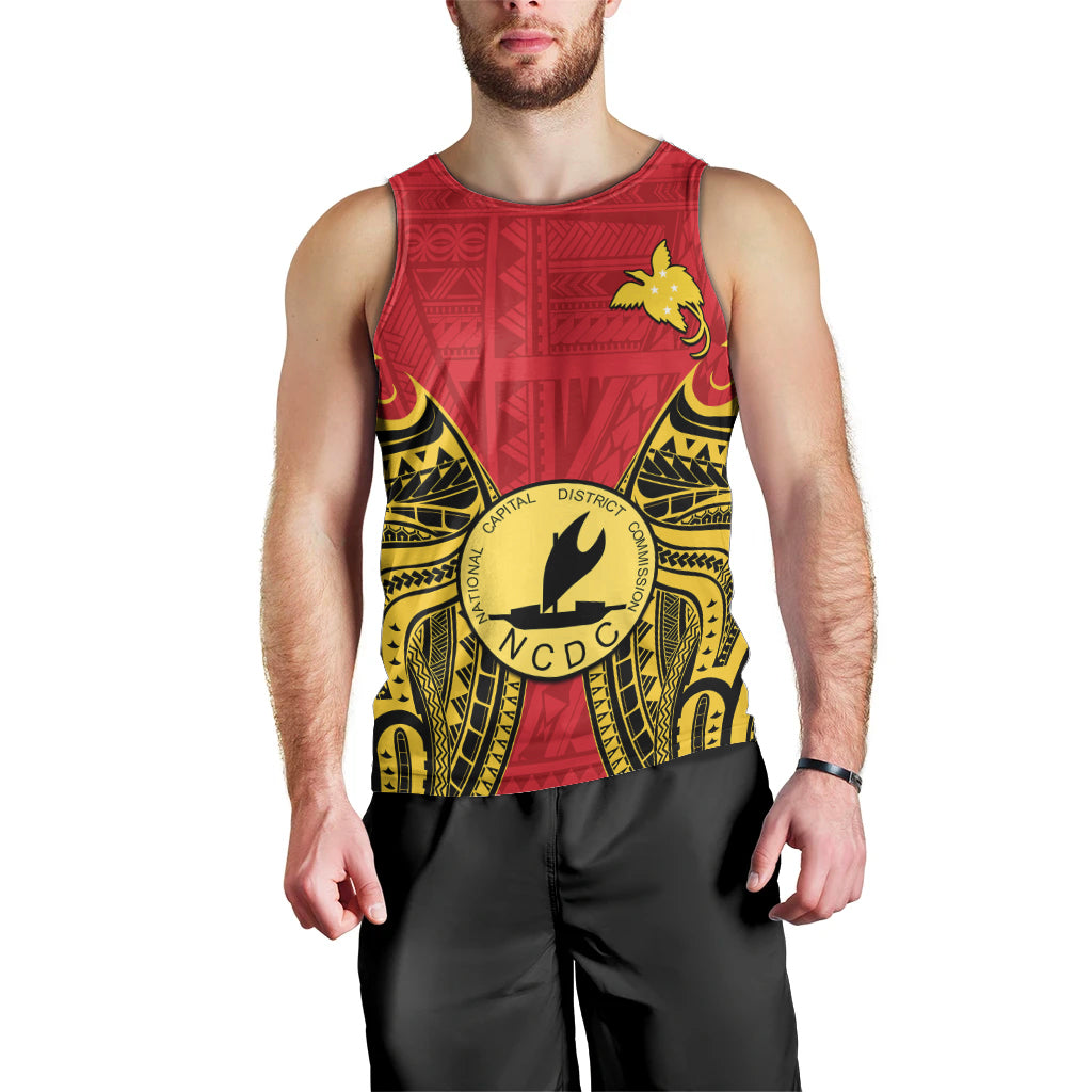 Papua New Guinea Men Tank Top National Capital District Mix Coat Of Arms Polynesian Art LT14 - Polynesian Pride