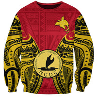 Papua New Guinea Sweatshirt National Capital District Mix Coat Of Arms Polynesian Art LT14 Unisex Red - Polynesian Pride