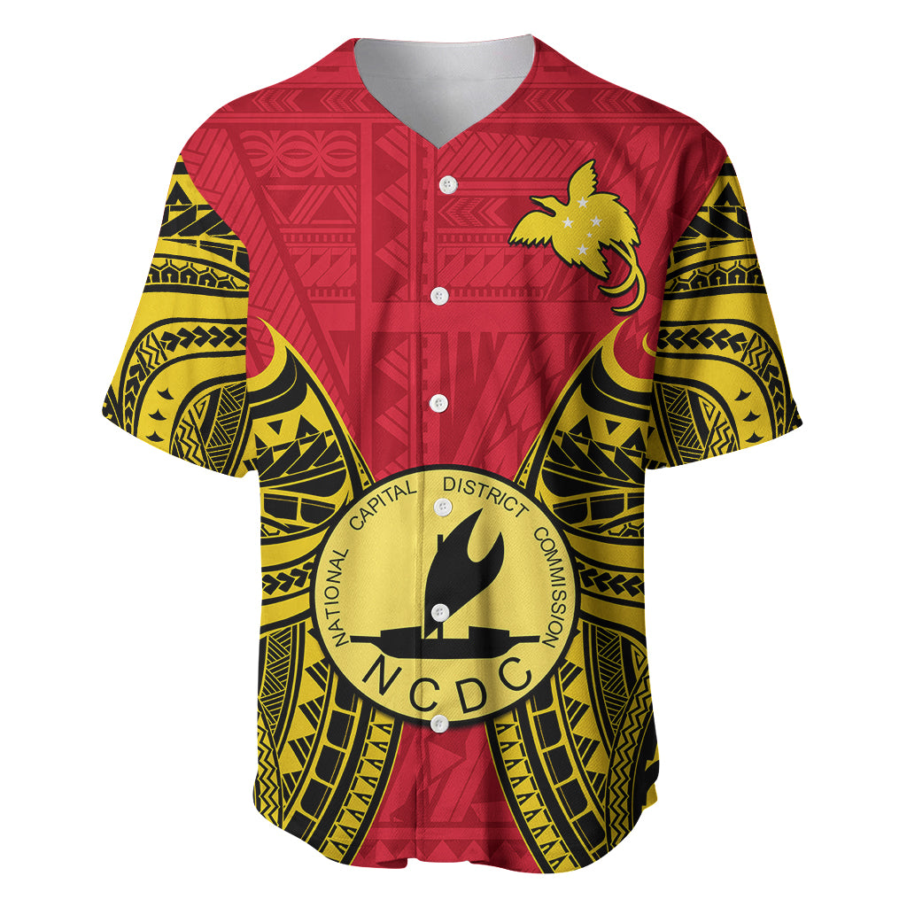 (Custom Personalised) Papua New Guinea Baseball Jersey National Capital District Mix Coat Of Arms Polynesian Art LT14 - Polynesian Pride