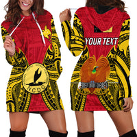 (Custom Personalised) Papua New Guinea Hoodie Dress National Capital District Mix Coat Of Arms Polynesian Art LT14 Red - Polynesian Pride