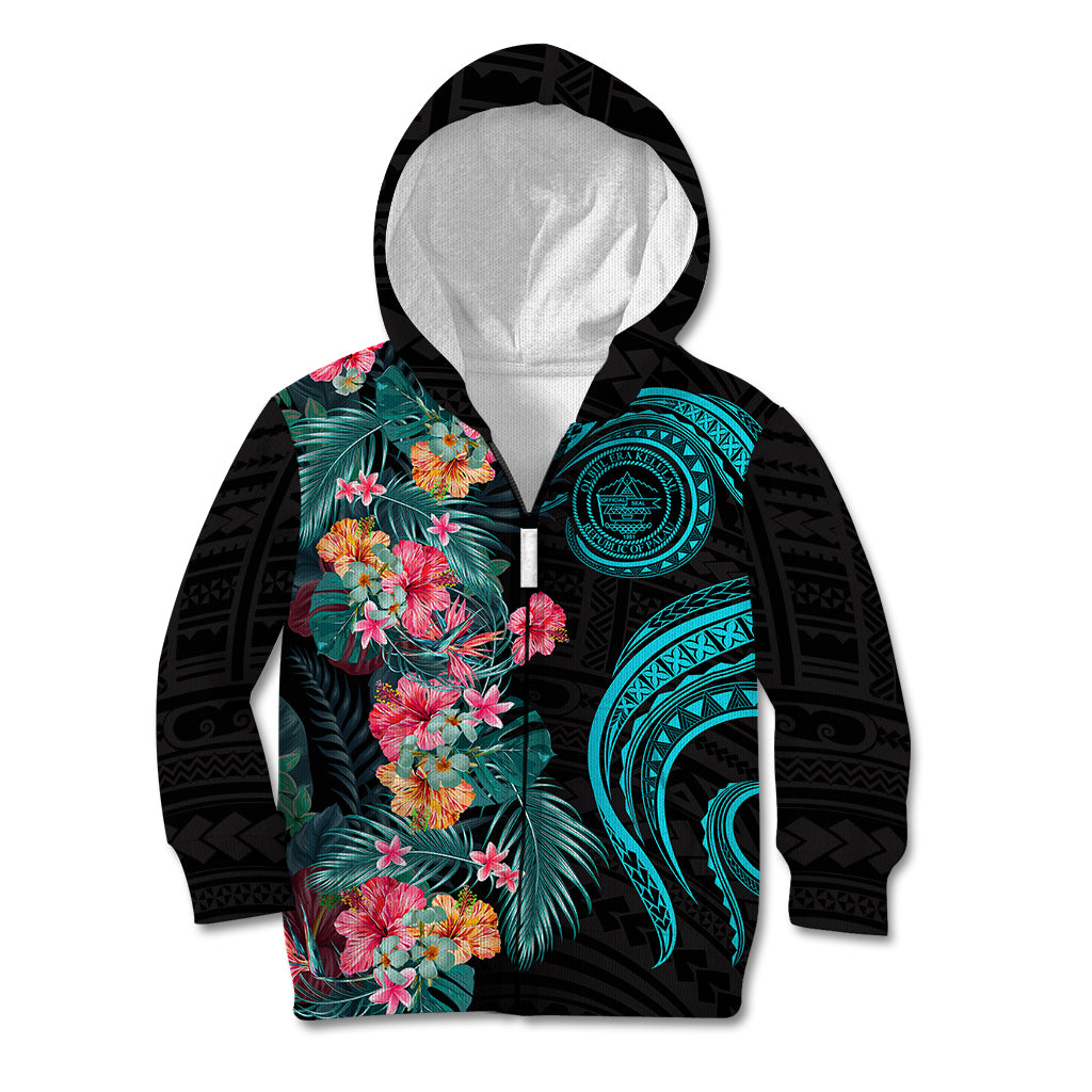 Palau Kid Hoodie Tropical Flowers With Polynesian Pattern LT14 - Polynesian Pride