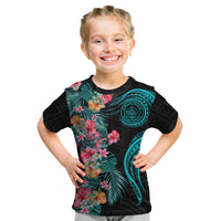 Palau Kid T Shirt Tropical Flowers With Polynesian Pattern LT14 Youth XL Size14 - Polynesian Pride
