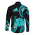 Tokelau Long Sleeve Button Shirt Tokelauan Tatau With Badge Light Turquoise LT14 - Polynesian Pride