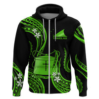 Tokelau Hoodie Tokelauan Tatau With Badge Green LT14 - Polynesian Pride
