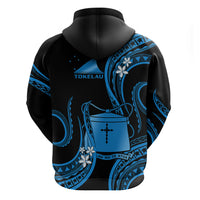 Tokelau Hoodie Tokelauan Tatau With Badge Blue LT14 - Polynesian Pride