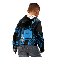 Tokelau Kid Hoodie Tokelauan Tatau With Badge Blue LT14 - Polynesian Pride