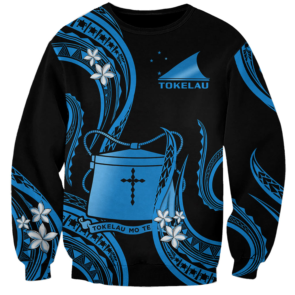 Tokelau Sweatshirt Tokelauan Tatau With Badge Blue LT14 Unisex Blue - Polynesian Pride