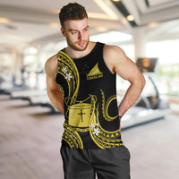 Tokelau Men Tank Top Tokelauan Tatau With Badge Yellow LT14 - Polynesian Pride