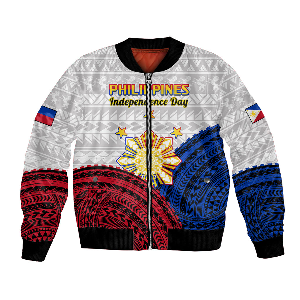 Philippines Independence Day Bomber Jacket Proud To Be Filipino Polynesian Pattern LT14 Unisex White - Polynesian Pride