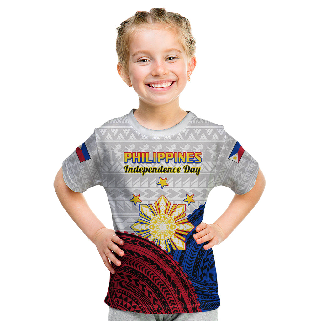 Philippines Independence Day Kid T Shirt Proud To Be Filipino Polynesian Pattern LT14 White - Polynesian Pride