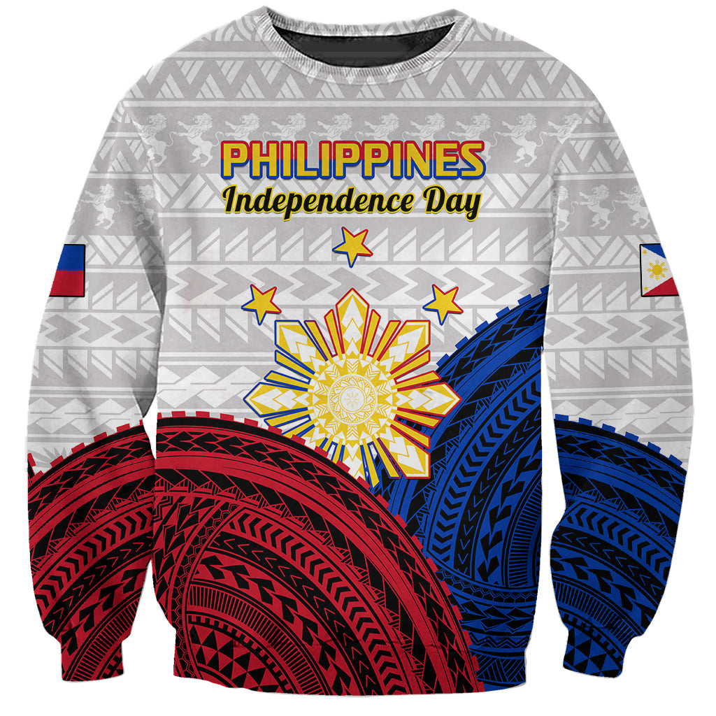 Philippines Independence Day Sweatshirt Proud To Be Filipino Polynesian Pattern LT14 Unisex White - Polynesian Pride