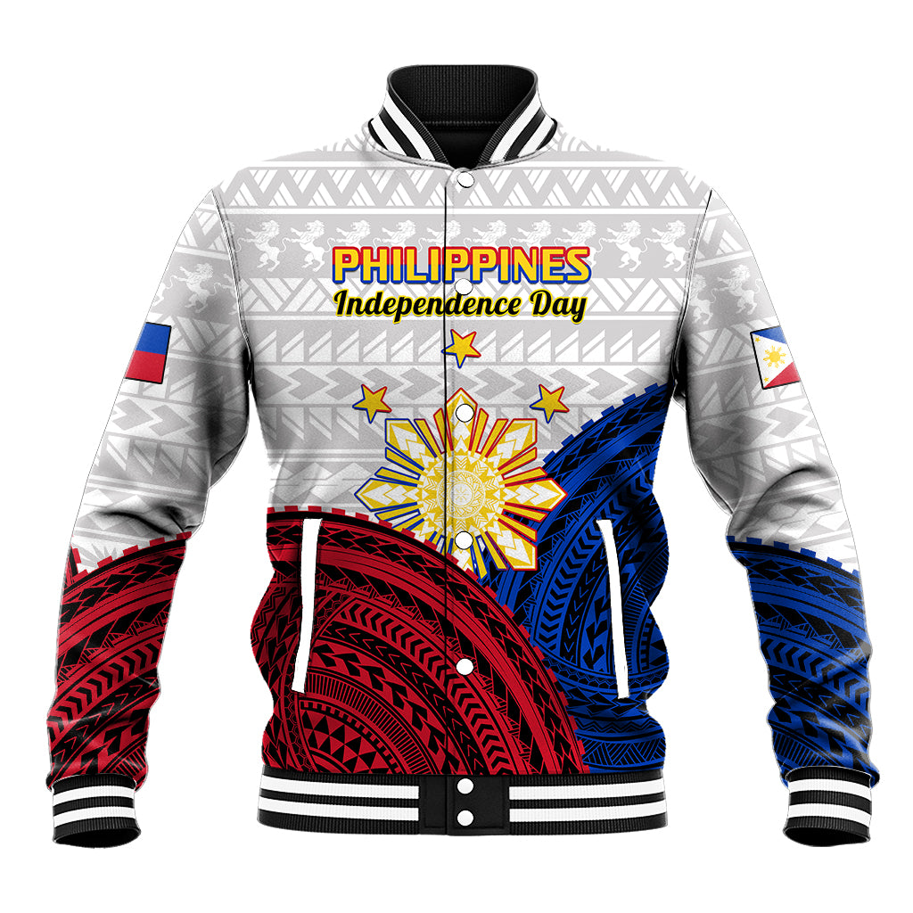 (Custom Personalised) Philippines Independence Day Baseball Jacket Proud To Be Filipino Polynesian Pattern LT14 Unisex White - Polynesian Pride