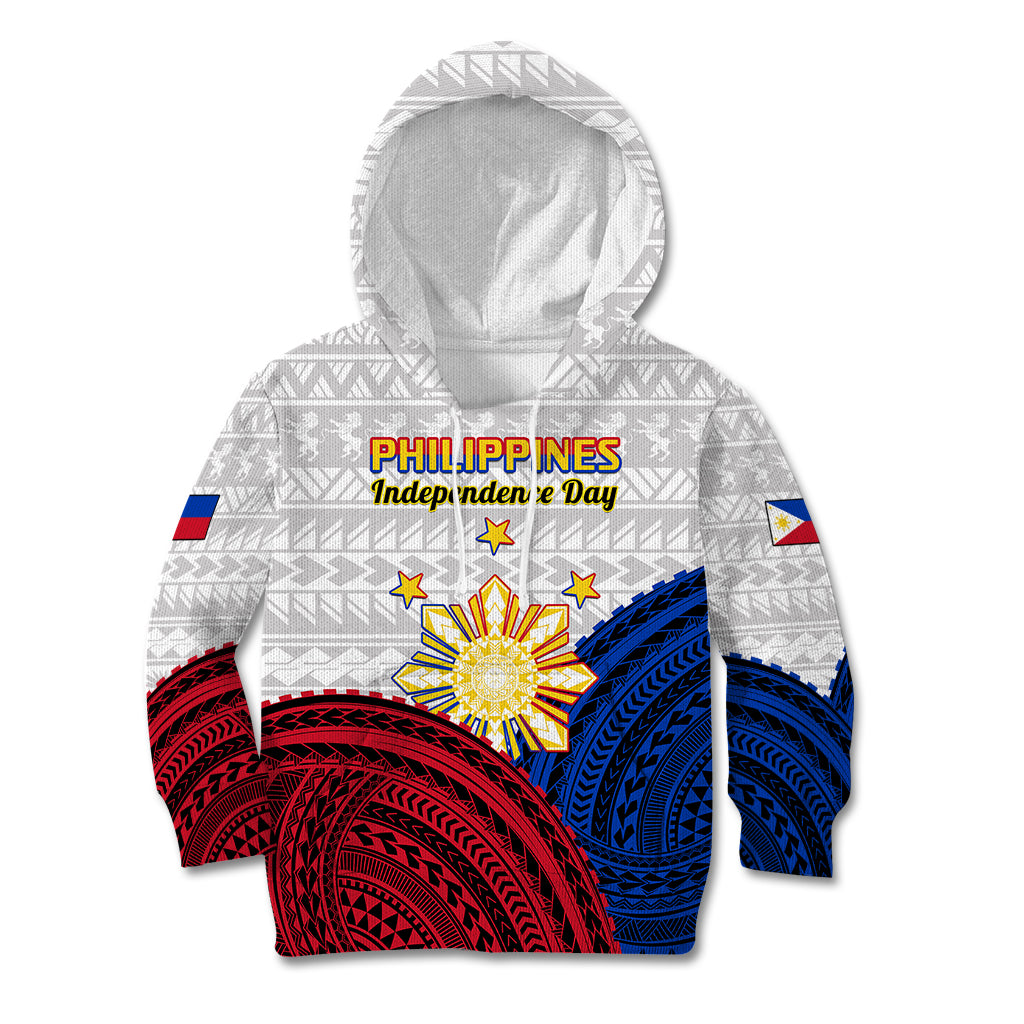 (Custom Personalised) Philippines Independence Day Kid Hoodie Proud To Be Filipino Polynesian Pattern LT14 White - Polynesian Pride