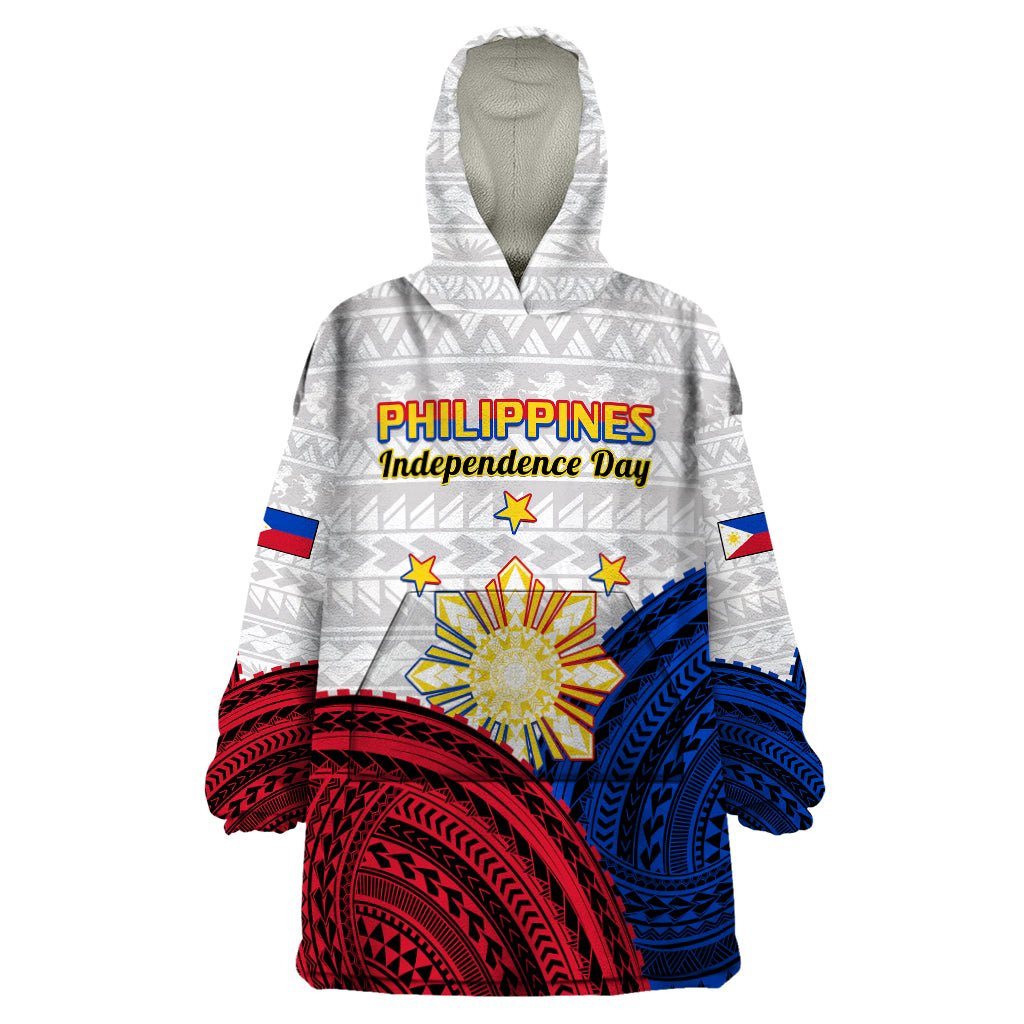 (Custom Personalised) Philippines Independence Day Wearable Blanket Hoodie Proud To Be Filipino Polynesian Pattern LT14 One Size White - Polynesian Pride