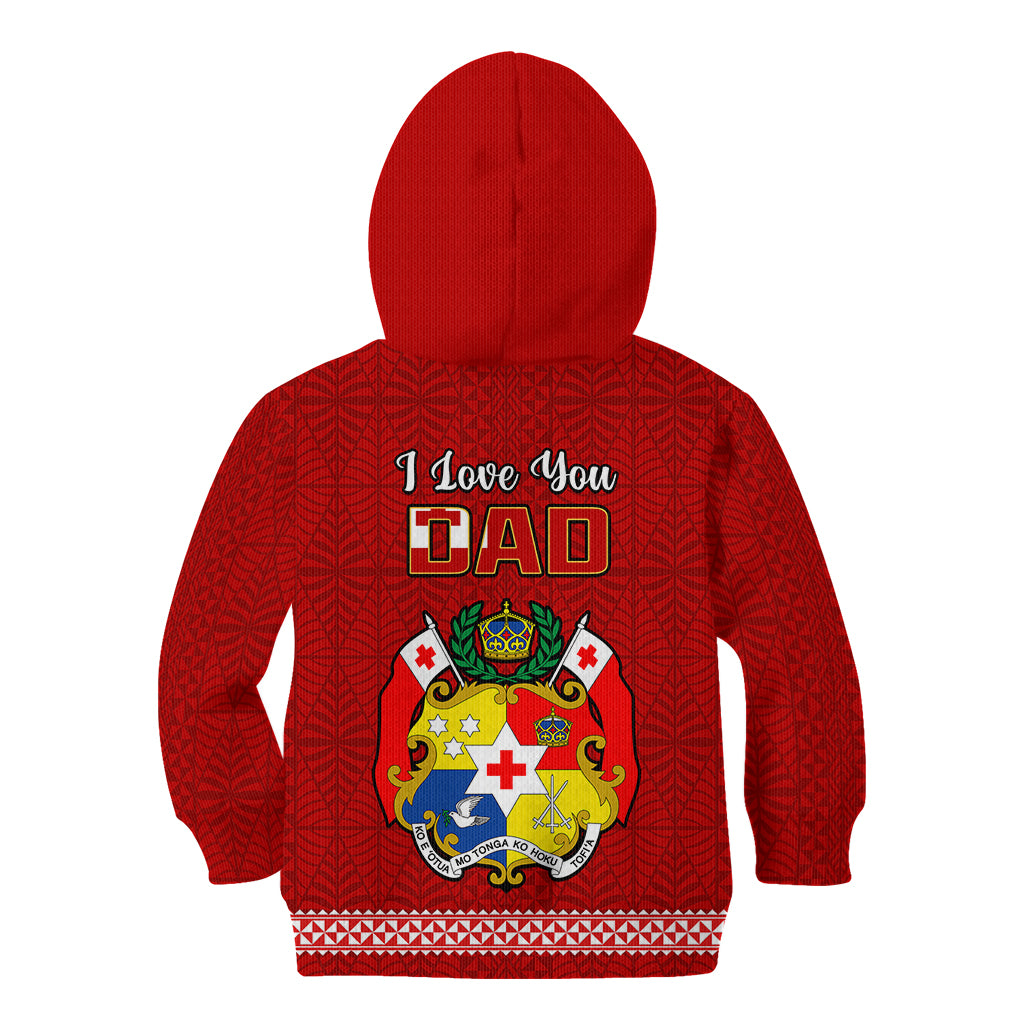 Tonga Fathers Day Kid Hoodie Red Tongan Ngatu I Love You Dad LT14 Zip Hoodie Red - Polynesian Pride