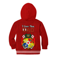 Tonga Fathers Day Kid Hoodie Red Tongan Ngatu I Love You Dad LT14 Zip Hoodie Red - Polynesian Pride