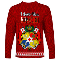 Tonga Fathers Day Long Sleeve Shirt Red Tongan Ngatu I Love You Dad LT14 - Polynesian Pride
