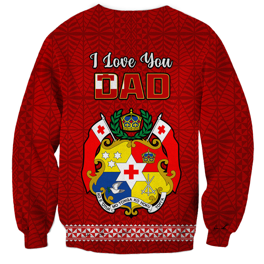 Tonga Fathers Day Sweatshirt Red Tongan Ngatu I Love You Dad LT14 - Polynesian Pride