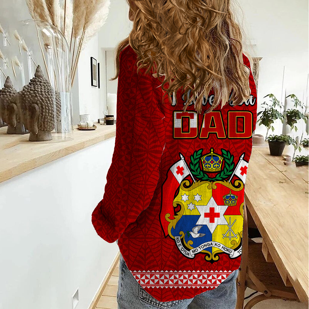 Tonga Fathers Day Women Casual Shirt Red Tongan Ngatu I Love You Dad LT14 - Polynesian Pride