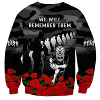 New Zealand ANZAC Rugby Sweatshirt Silver Fern All Black Camouflage Mix Poppy LT14 - Polynesian Pride