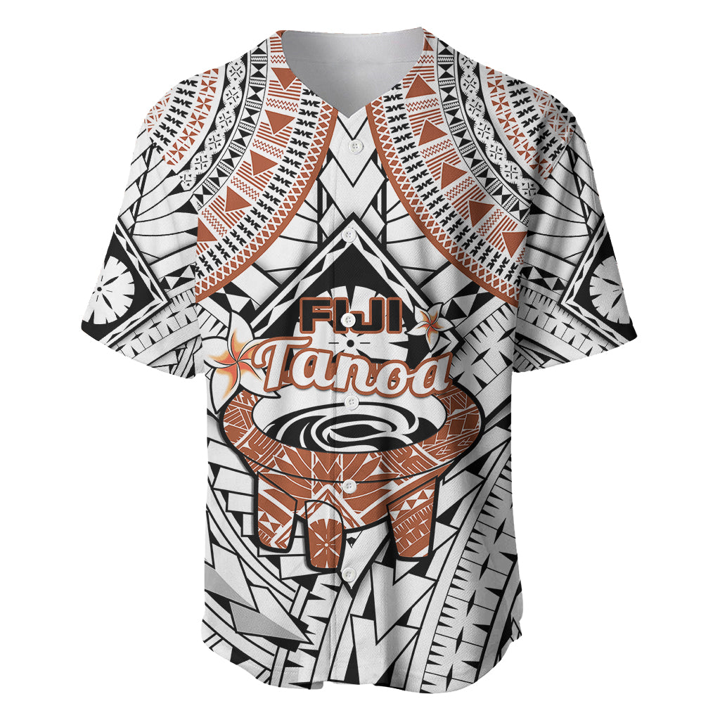 Fiji Tanoa Baseball Jersey Kava Bowl Fijian Tapa Brown Pattern LT14 - Polynesian Pride