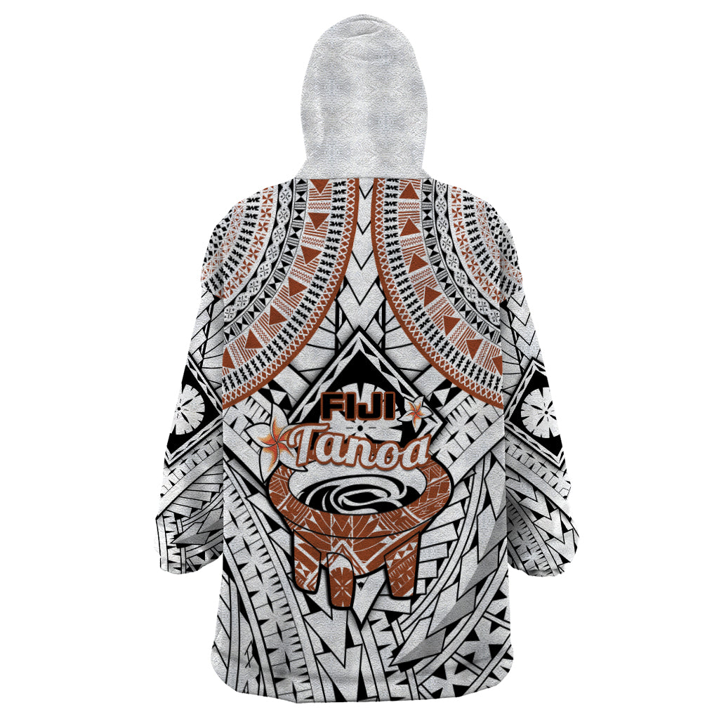 Fiji Tanoa Wearable Blanket Hoodie Kava Bowl Fijian Tapa Brown Pattern LT14 - Polynesian Pride