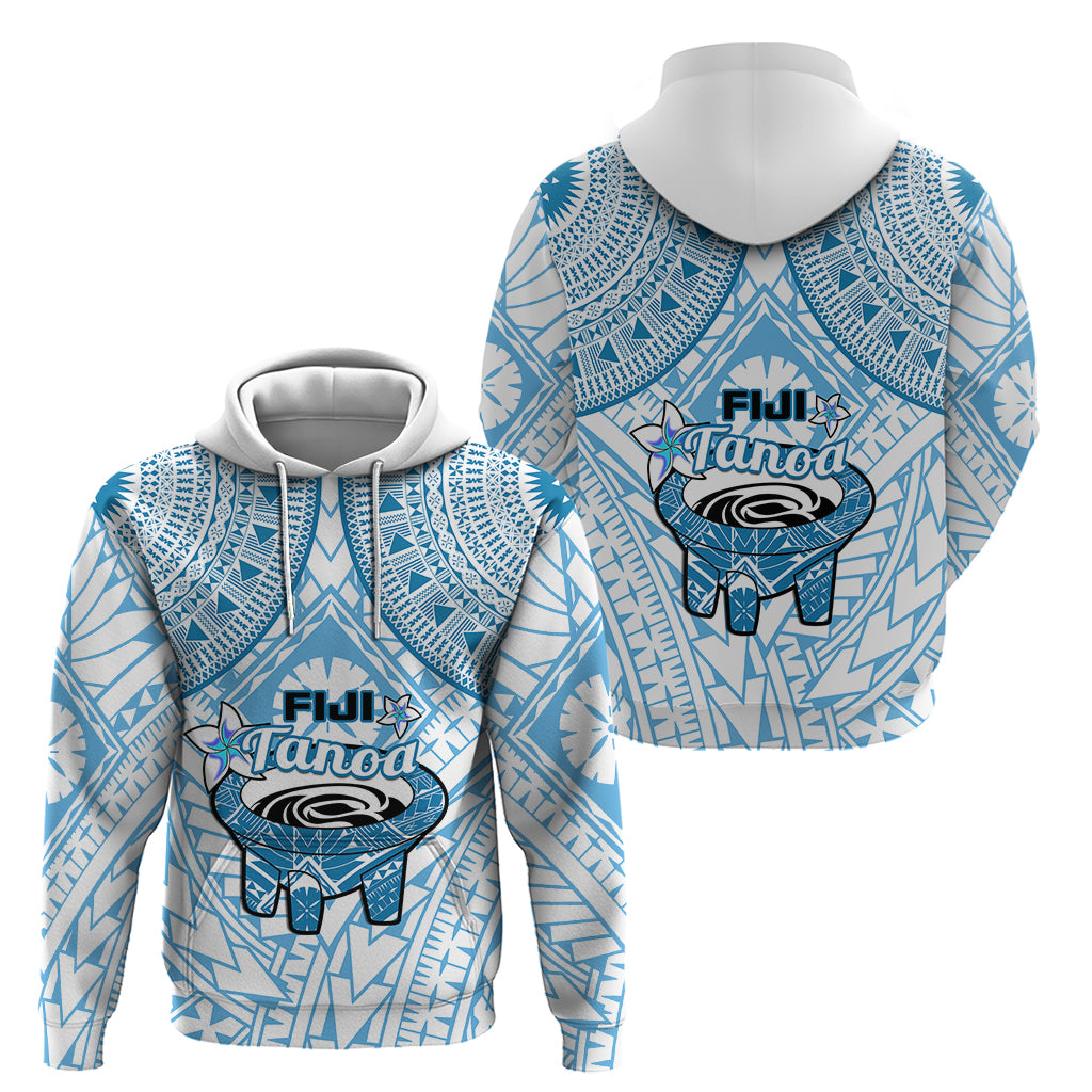 Fiji Tanoa Hoodie Kava Bowl Fijian Tapa Blue Pattern LT14 Pullover Hoodie Blue - Polynesian Pride