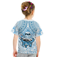 Fiji Tanoa Kid T Shirt Kava Bowl Fijian Tapa Blue Pattern LT14 - Polynesian Pride