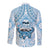 Fiji Tanoa Long Sleeve Button Shirt Kava Bowl Fijian Tapa Blue Pattern LT14 - Polynesian Pride