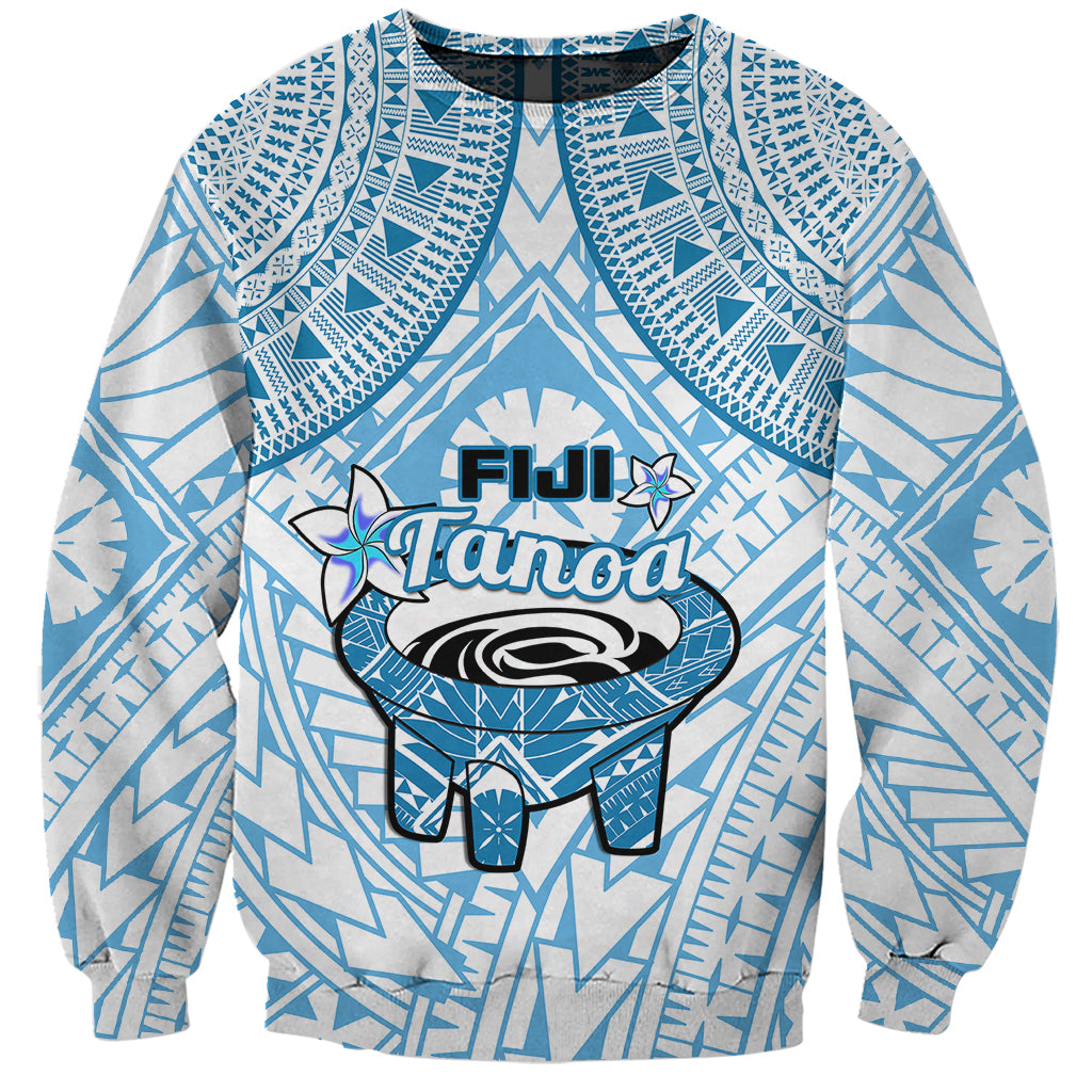 Fiji Tanoa Sweatshirt Kava Bowl Fijian Tapa Blue Pattern LT14 Unisex Blue - Polynesian Pride