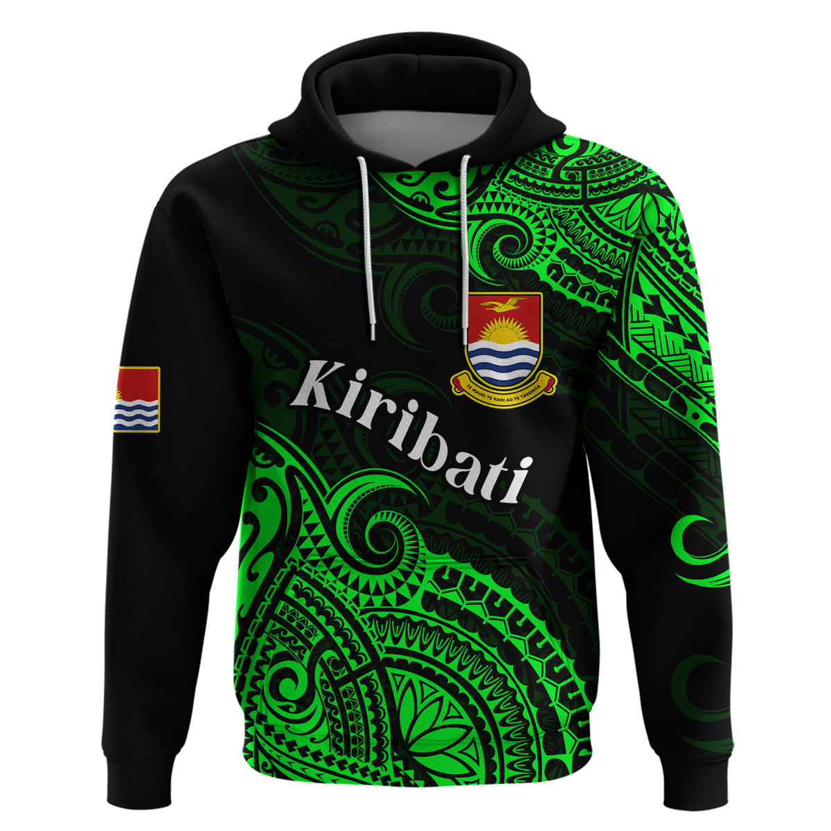 Custom Ribaberiki Kiribati Coat of Arms Mix Green Polynesian Hoodie LT14 - Polynesian Pride