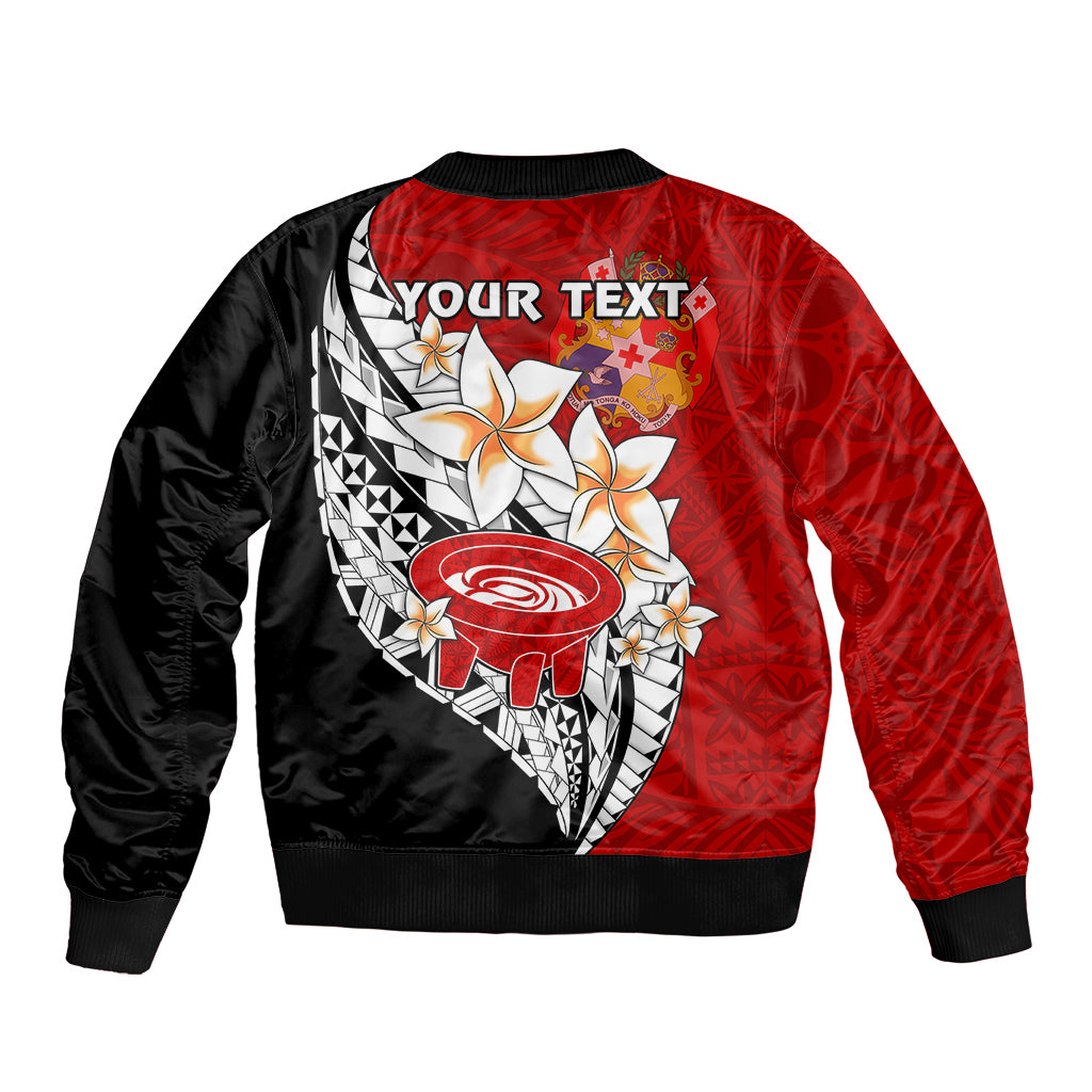 (Custom Personalised) Tonga Kava Bowl Bomber Jacket Tongan Kupesi Ngatu Pattern Black LT14 - Polynesian Pride