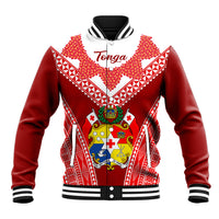 Tonga Heilala Flowers Baseball Jacket Tongan Ngatu White Special Verison LT14 Unisex Red - Polynesian Pride
