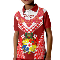 Tonga Heilala Flowers Kid Polo Shirt Tongan Ngatu White Special Verison LT14 Kid Red - Polynesian Pride